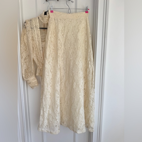 Rare Susan Lanes Country Elegance Wedding Ivory Lace Flowers Blouse / Skirt Set - Picture 9 of 15